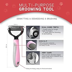 Dog Brush for Shedding Undercoat Rake for Dogs Cats Double Sided Brush for Dematting Comb Grooming Tool Kit Nail Clippers Nail File pink3 Pack Cucciolini Doodles Dog brush for shedding undercoat rake for dogs cats double sided brush for dematting comb grooming tool kit nail clippers nail file pink3 pack cucciolini doodles