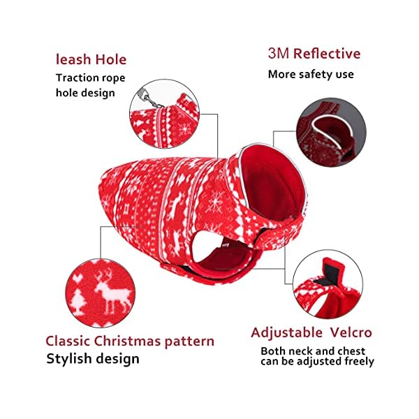 Dumili Reversible Dog Fleece Sweater Vest, Christmas Dog Winter Coat, Pet Cold Weather Jacket for Small Medium Large Dogs(X-Large, Red) Dumili Reversible Dog Fleece Sweater Vest, Christmas Dog Winter Coat, Pet Cold Weather Jacket for Small Medium Large Dogs(X-Large, Red)