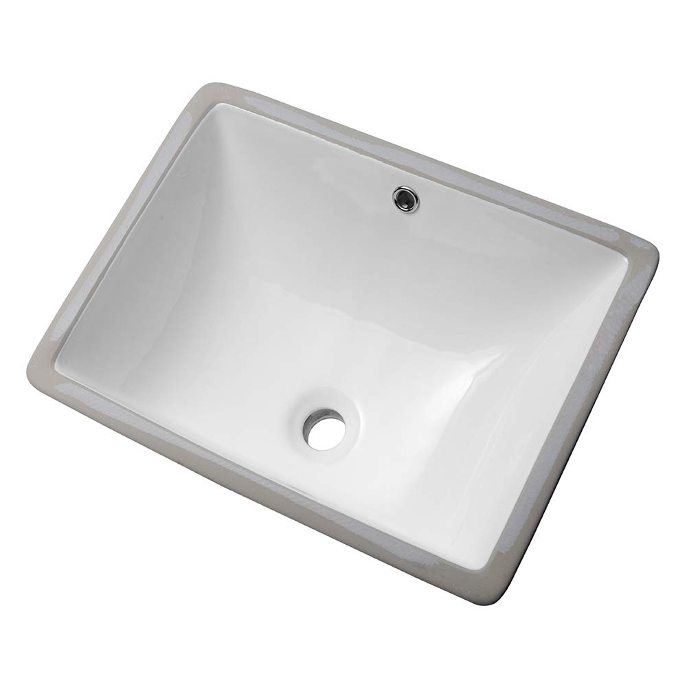 Undermount Bathroom Sink Rectangular - Sarlai 20 x 15 Inch Bathroom Sink Rectrangle Undermount Pure White Porcelain Ceramic Lavatory Vanity Vessel Sink