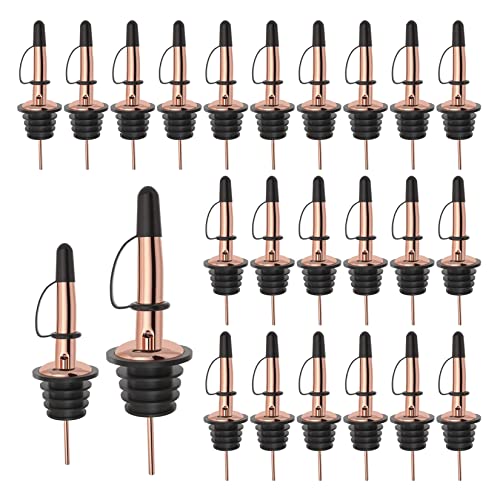 Image of Pafusen 24 Pack Liquor Bottle Pourers, Liquor Pour Spout for Liquor Bottles, Stainless Steel Olive oil Dispenser Spout, Alcohol Pourer Dust Caps Covers Fixed, Rose Gold