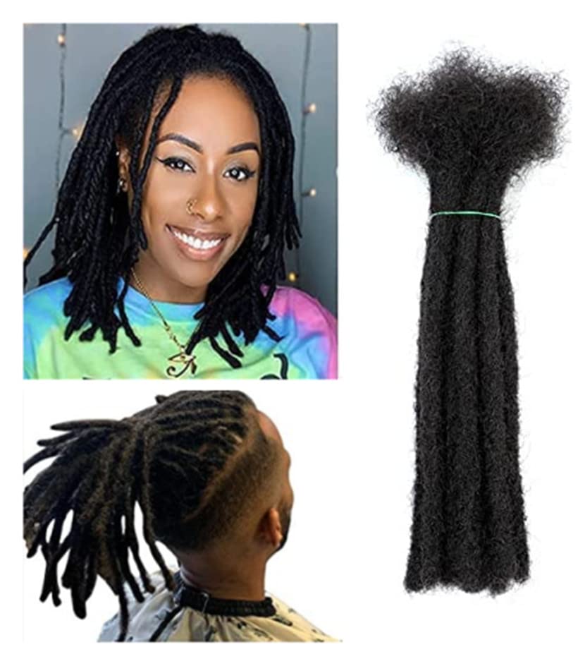 ANMUCEIL Dreadlock Extensions ,Human Hair Locs, 8inch 20 Strands 0.8cm Width Human Hair Loc Extensions for Women/Men/Kids Full Hand-made Permanent Dread Locs