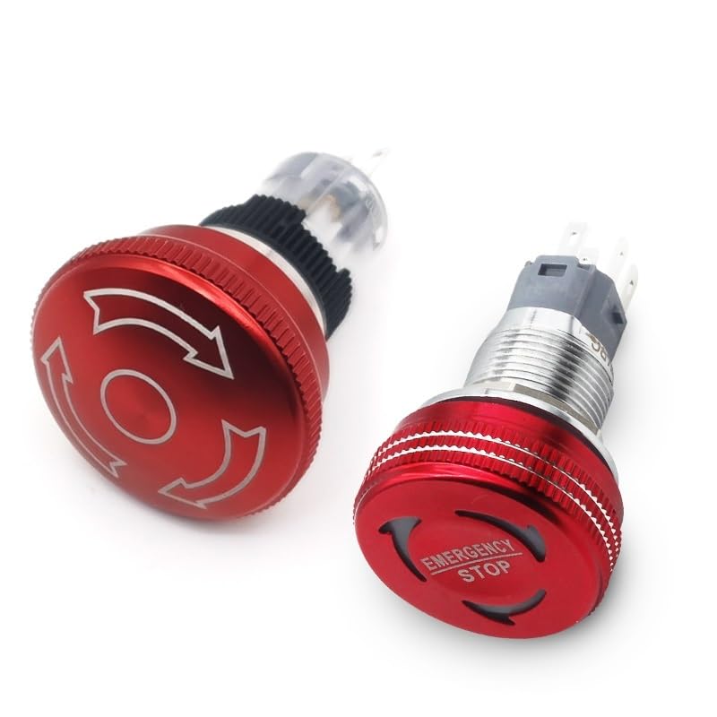 Rotation Stop Button Metal Emergency Switch Brake 16/19/22mm with Plug-in Base 1Pcs(16MM Type E,1NO1NC)