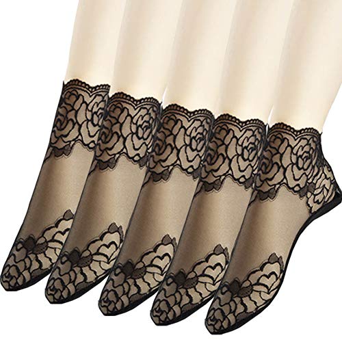 Lace Ankle Socks For Women - 5Pairs ruffle socks women - Fishnet Ankle Women Socks
