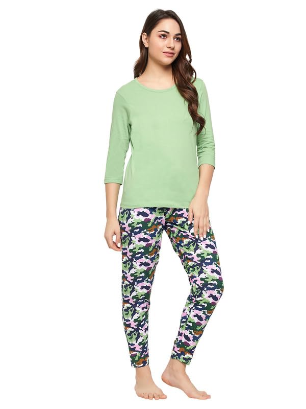 Image of Clovia Women's Cotton Printed Top & Pajama Set