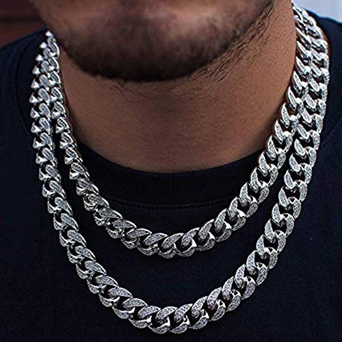 Topgrillz 18Mm 18K Gold Plated Iced Out Cz Lab Diamond Miami Mens Choker Cuban Link Chain For Women Necklace Hip Hop(18Mm Gold,18) #TOP5