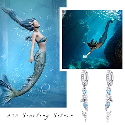 925 Sterling Silver Mermaid Earrings,I Love You to The Moon and Back Necklace Jewelry Gift for Women Girls - Image 5