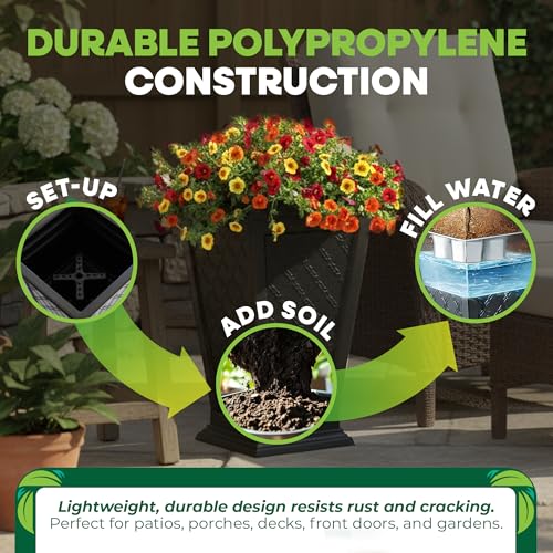 Image of FCMP Outdoor - Modemmo Casablanca Self-Watering Planter (2 Pack), Black