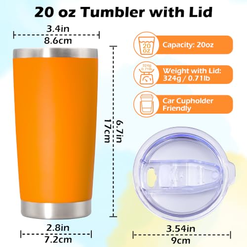 Image of 20oz Tumbler Insulated Tumblers Vacuum Coffee Mug with Lid Orange 12Pack