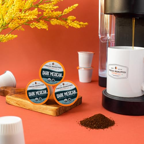 Image of Fresh Roasted Coffee, Organic Dark Mexican K-Cup Pods for Keurig Brewers, Dark Roast, USDA Organic, 3rd Party Tested for Mold, Mycotoxin & Pesticides, Kosher, 24 Count (Pack of 3)