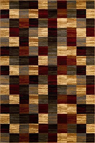 Image of Unique Loom Barista Collection Area Rug - Gava (6' 1 inch x 9' Rectangle, Multi / Brown)