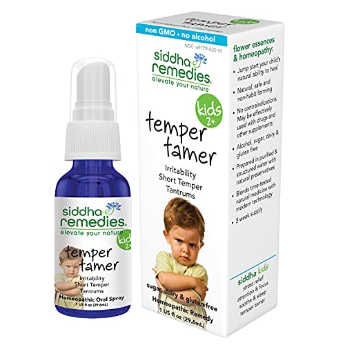 Siddha Remedies Temper Tamer Spray for Children with Tantrums, Short Temper | 100% Natural Homeopathic Remedy Ingredients, Cell Salts and Flower Essences| No Alcohol | No Sugar