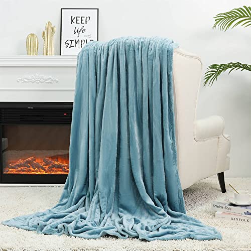 Image of NANPIPER Fleece Blankets Super Soft Flannel King Size Blanket for Bed Luxury Cozy Microfiber Plush Fuzzy Blanket,Light Blue