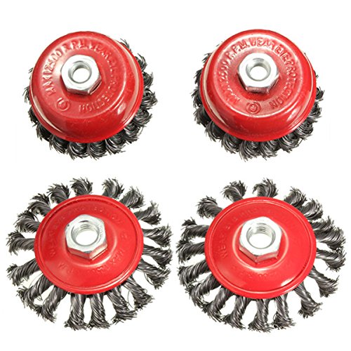 Generic 4pcs Twisted Steel Wire Wire Semi Flat Brush Wire Cup Brush Set