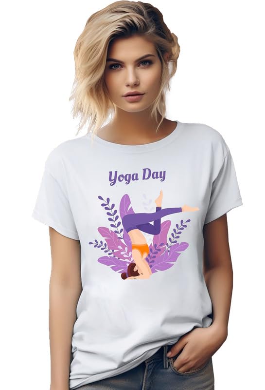 vlam Yoga Day Round Neck Graphic T-Shirt for Women | Cool Gym T-Shirt for Women-picture-10