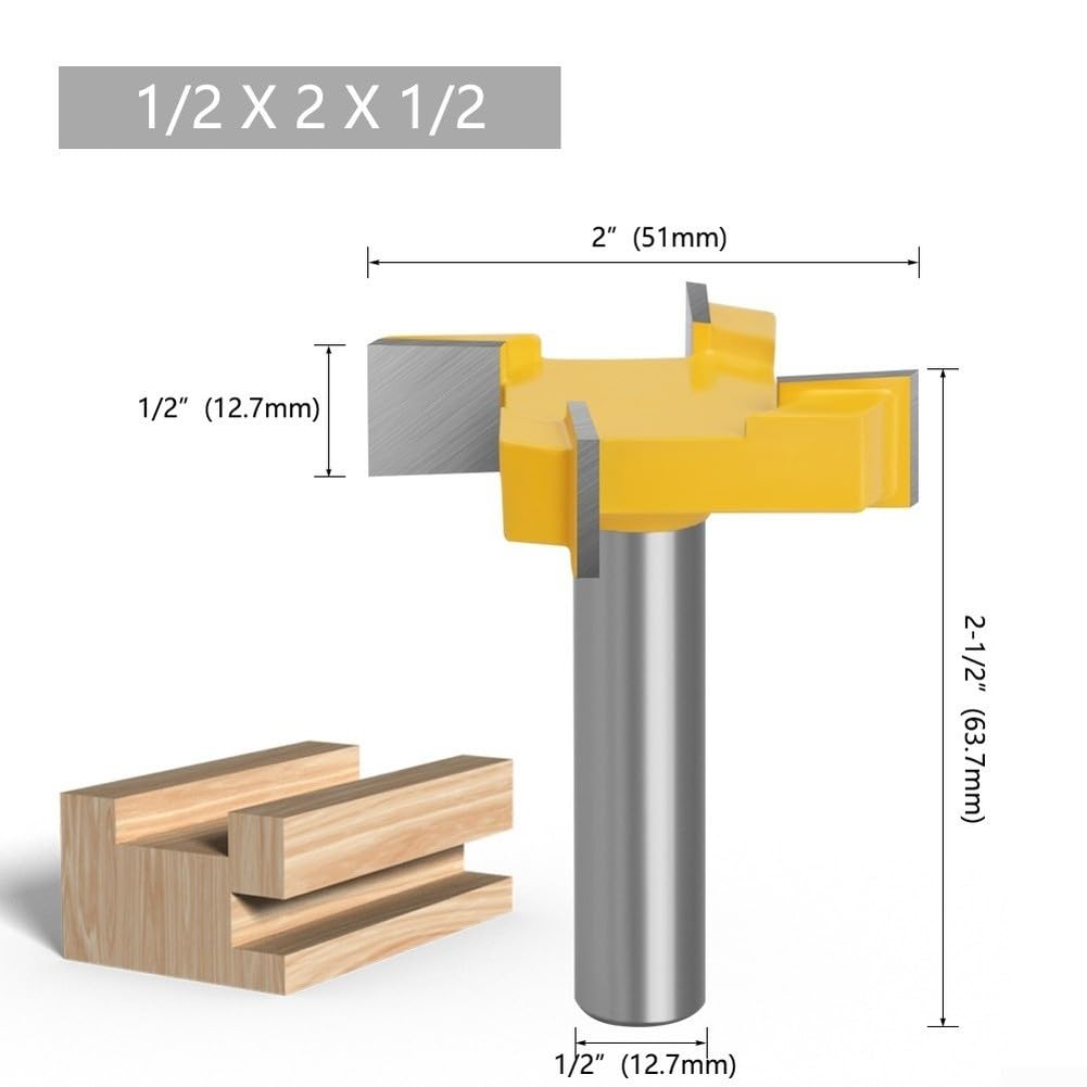 Fresa de Carburo para Madera, Corte en T, Eje 12.7mm(1/2 X 2 X 1/2)