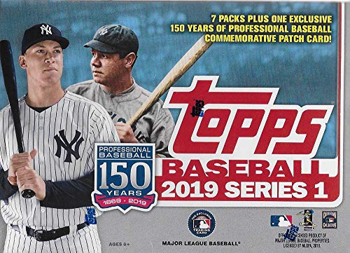 2019 Topps Baseball Series #1 Unopened Blaster Box of Packs with 99 Cards Including One EXCLUSIVE MLB 150th Anniversary Commemorative Patch Relic Card - Thumbnail 2
