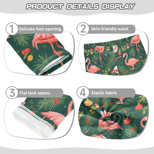 KLL Christmas Pattern with Pink Flamingo Olive Toddler Baby Girl Basic Leggings Soft Full Length Athleisure Pants Exercise3