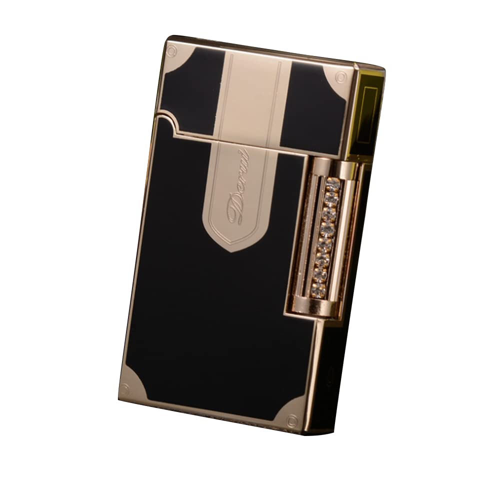 Briquet coupe-vent portable rechargeable au gaz butane avec flamme réglable - Cadeau rétro pour homme