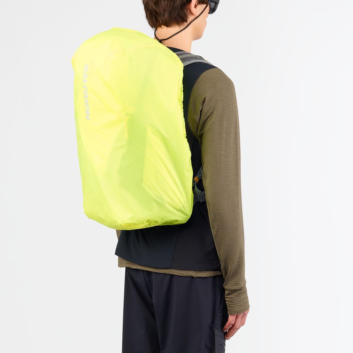 Salomon Pioggia Cover Piccola, protezione dalle intemperie in nylon siliconico impermeabile, vestibilità leggera e regolabile per zaini da 10-25 litri, dettagli riflettenti