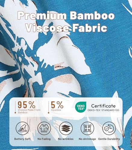 Image of NACHILA Nightgowns for Women-Viscose Made from Bamboo, V Neck Sleepshirts Short Sleeve Sleepwear Cool Nightshirt