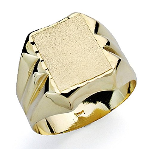 Sello oro 18k hombre tallado hueco cuadrado liso detalle lateral - Personalizable - GRABACIÓN INCLUIDA EN EL PRECIO