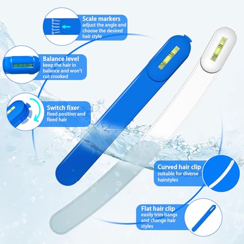 Professional Hair Styling Tools: DIY Layering and Trimming Kit with Clips, Guide for Bangs, Layers, Split Ends - Blue - Image 6
