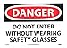 NMC D429RB DANGER - DANGER - DO NOT ENTER WITHOUT WEARING SAFETY GLASSES - 14 in. x 10 in. Rigid Plastic Danger Signage with Black/White on White/Red