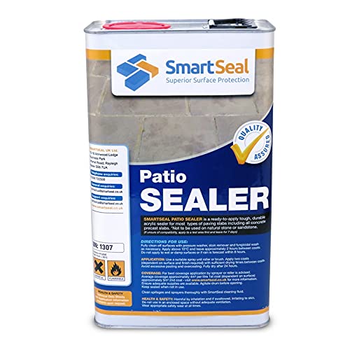 Patio Sealer - Protects Concrete Precast Slabs, Flagstone, Paving. A Wet look patio with our Premium Patio Sealant. Easy To Apply, Stain Resistant, Concrete Sealer. Matt Finish (5 Litre)