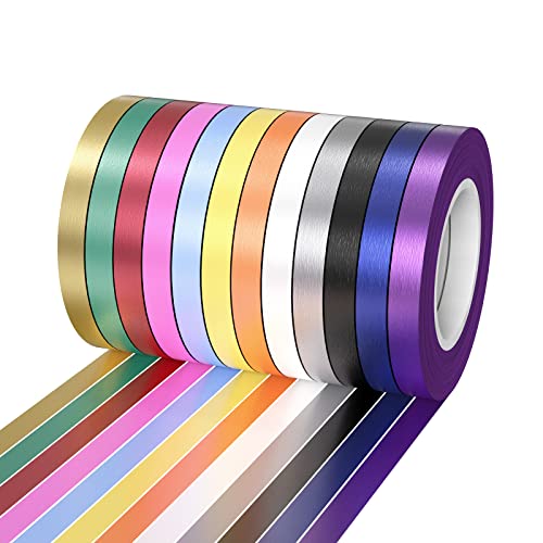 ONLYQIQIU 12 Rolls Curling Ribbons for Gift Wrapping Crafting 5mm Balloon Ribbon Balloon String for Christmas Wedding Birthday Party Decorations 10m/Roll (Assorted Colors Curling Ribbon)
