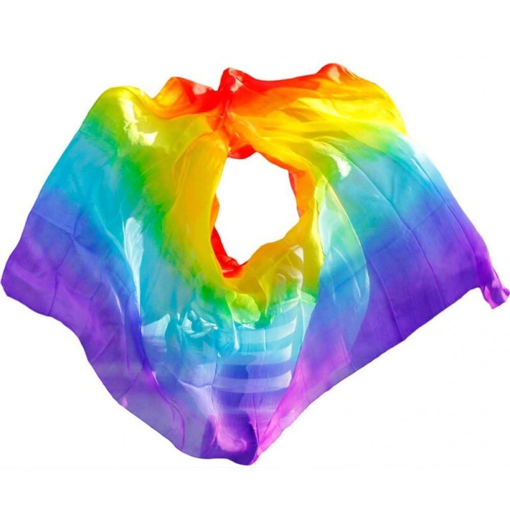 Baokuan Professional Dance Silk Veil - Hand-made Belly Dance Scarf, Beautiful Gradual Colors for Performances, Flowing Yoga Shawl