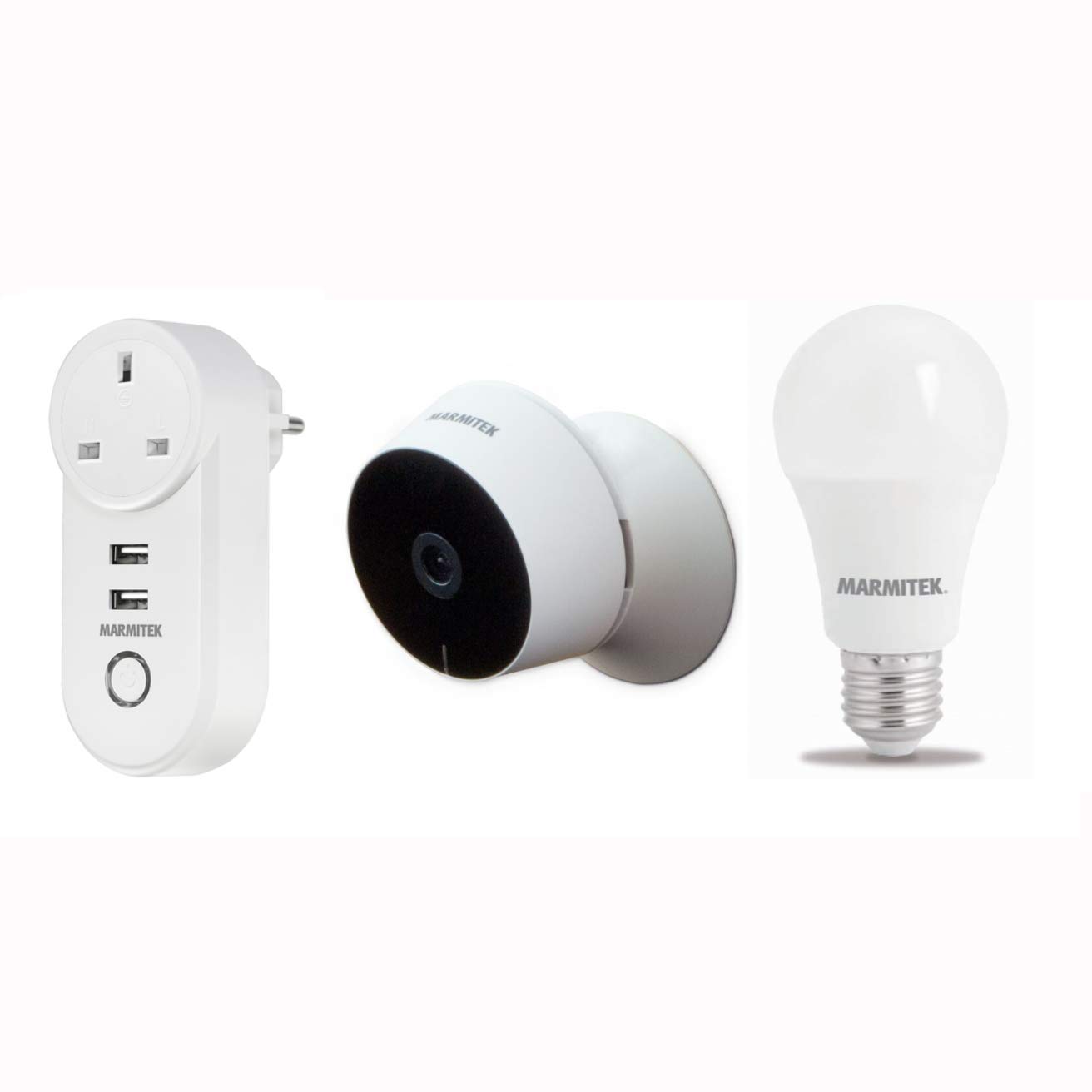 Promopack Marmitek Smart me - Start MA- Smart Home starter kit - View ME Wifi Indoor camera + Power SI Wifi Power Socket + Glow ME Wifi LED Lamp