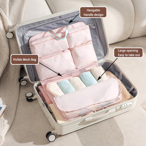 7-in-1 Travel Storage Bags, Large Capacity Travel Bag with Visibility Mesh Hooks, Durable Multi-Layer Classified Compression Bags, Machine Washable and Waterproof (Gray-A)3