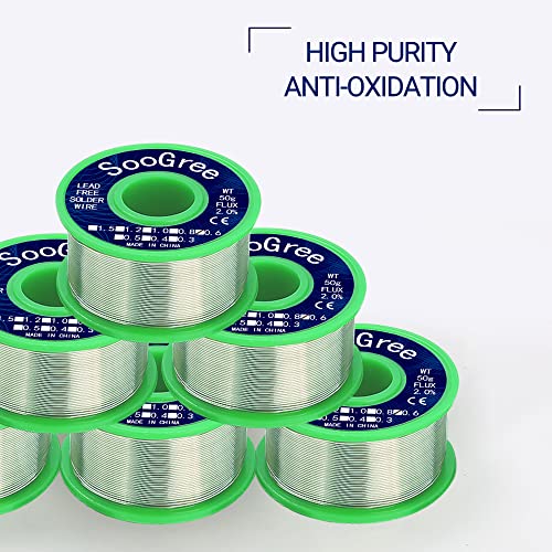 Image of SooGree Solder Wire Sn99.3 Cu0.7 with Rosin Core,Fine Alloy Electronics Soldering Electric Solder for Electrical, Electronic, Connector, DIY Soldering (0.6mm /50g)