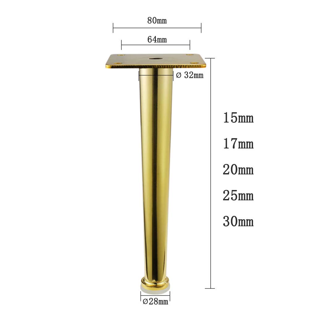 4 gambe per mobili, piedi per mobili, gambe per tavolo fai da te, supporto per mobili, gambe per scrivania, tavolo da toeletta, mobili e accessori, carico 1000 kg, oro (dritti 30 cm)