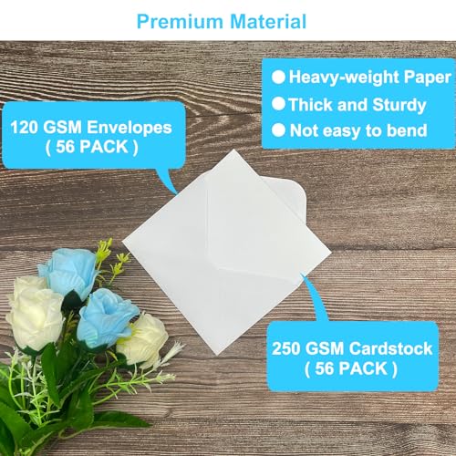 56 Pack Blank Cards and Envelopes 4.2 x 6.0 inches, White Blank Note Cards Greeting Card and Envelope Set, Folded Cardstock with Envelopes for DIY Greeting Card, Thank You Card, In image 8