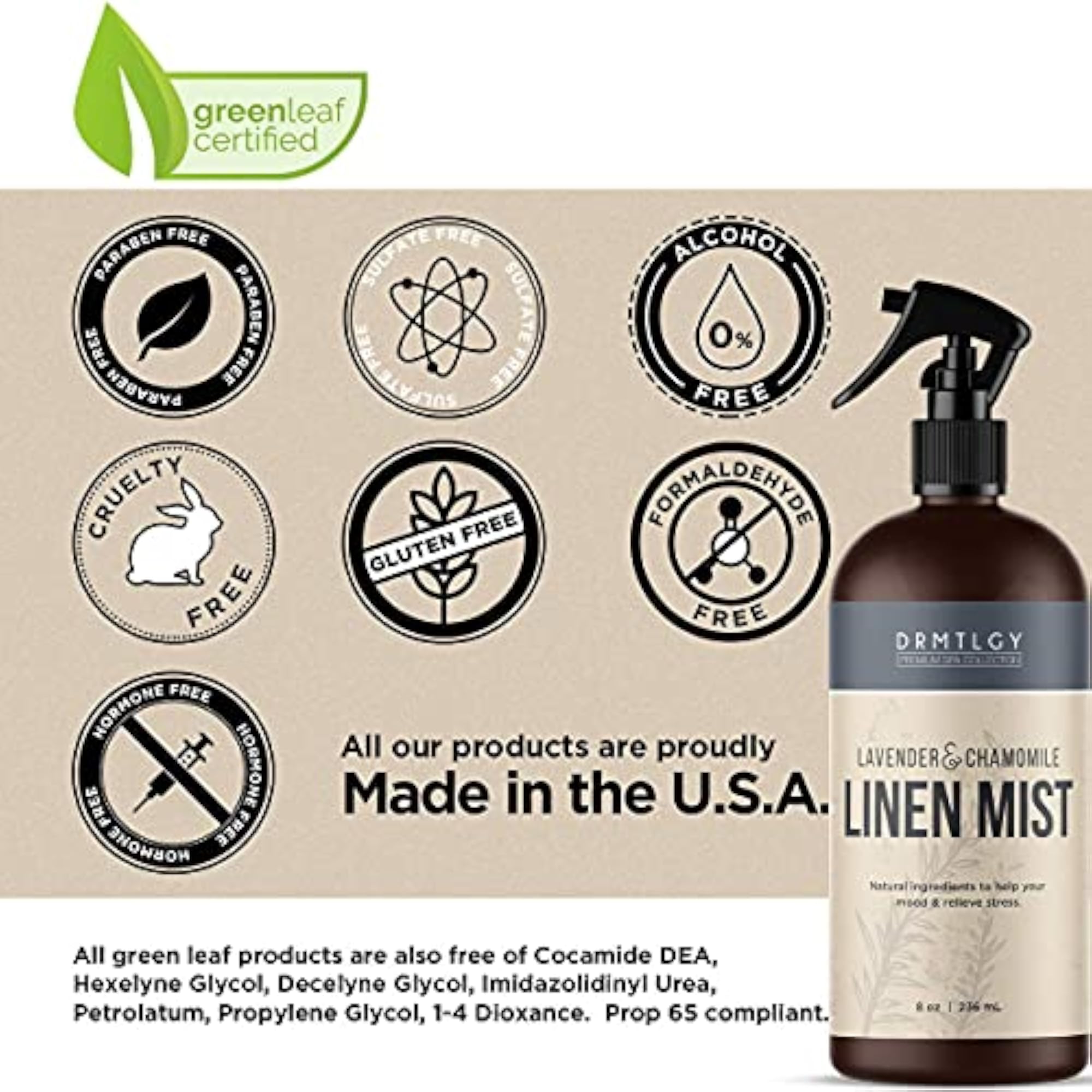 Natural Green Tea Linen and Room Spray, Aromatherapy Mist