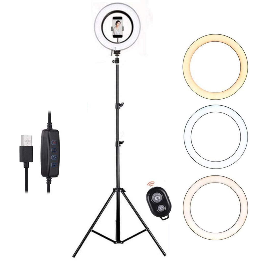 Anello Luminoso da 10'' con Supporto e Supporto per Telefono, Kit di luci ad Anello per Selfie Luce di riempimento a LED per Streaming Live/Trucco, Compatibile con Video/Fotografia di Youtube,10''