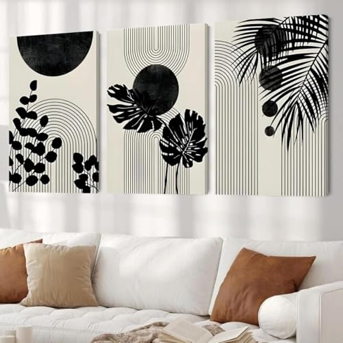 Formes abstraites végétales en décoration murale moderne triptyque 60 x 80 cm - 2