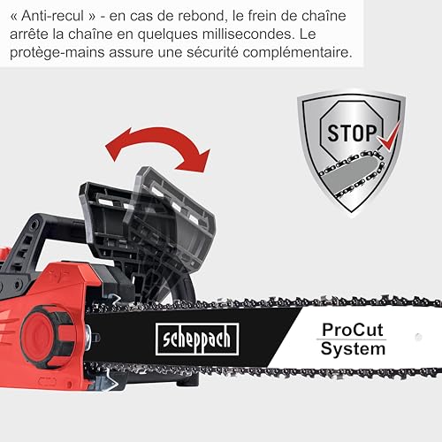 Tronçonneuse électrique Scheppach anti-blocage avec frein de chaîne intégré - 3