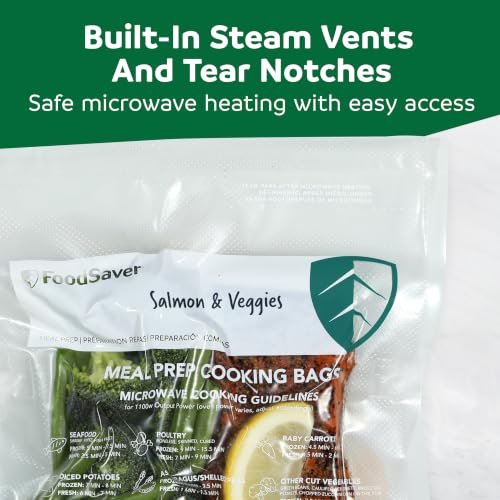 Image of FoodSaver Microwavable Meal Prep Bags, 26 Count 1-Quart BPA-Free Vacuum Seal Bags, Cook-in-Bag for Freezer Storage and Sous Vide Cooking