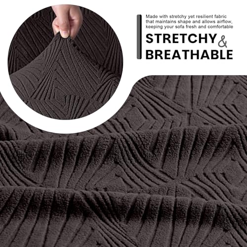 VANSOFY Recliner Chair Covers, 4-Pieces Stretch Recliner Cover Jacquard Soft Reclining Chair Slipcover Furniture Protector with Elastic Bottom for Lazy Boy Recliner(Chocolate) - Image 5