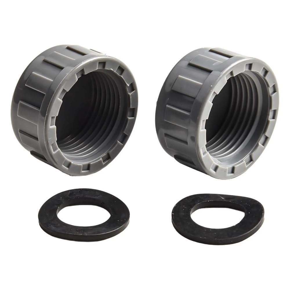 Pipe End Plug Sturdy PVC Threaded Cap, Neat Finish Rubber Sealed, Grey Female Joint for Home Improvement 2pcs(32mm)