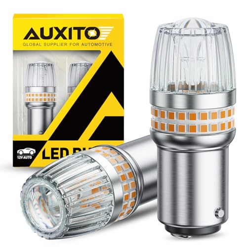 Image of AUXITO 1157 LED Bulbs Amber Yellow Turn Signal Lights, 700% Brighter 2057 2357 7528 BAY15D LED Bulbs with Projector for Turn Signal Parking Tail Brake Blinker DRL Marker Lights, Pack of 2