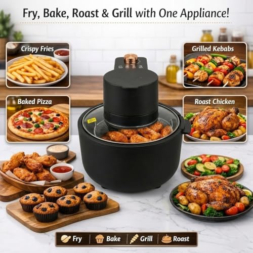 Image of Air Fryer 6.5L For Kitchen 1200W - Uses Up to 80% Less Fat, Healthy Oil-Free Cooking-360 Hot Air Circulation-Nonstick Basket, Quick & Easy Meals in Minutes -Ideal for Frying /Grilling /Roasting