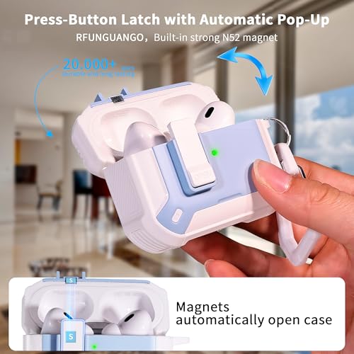Image of RFUNGUANGO for AirPods Pro 2 Case, White Blue