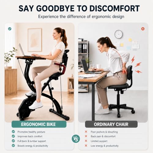 Exercise Bike with Adjustable Desk
