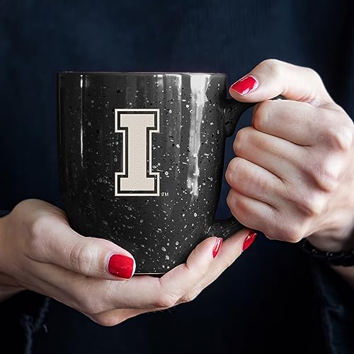 Image of Rico Industries NCAA Idaho Vandals Black Personalized 16 oz Team Color Laser Engraved Speckled Ceramic Coffee Mug