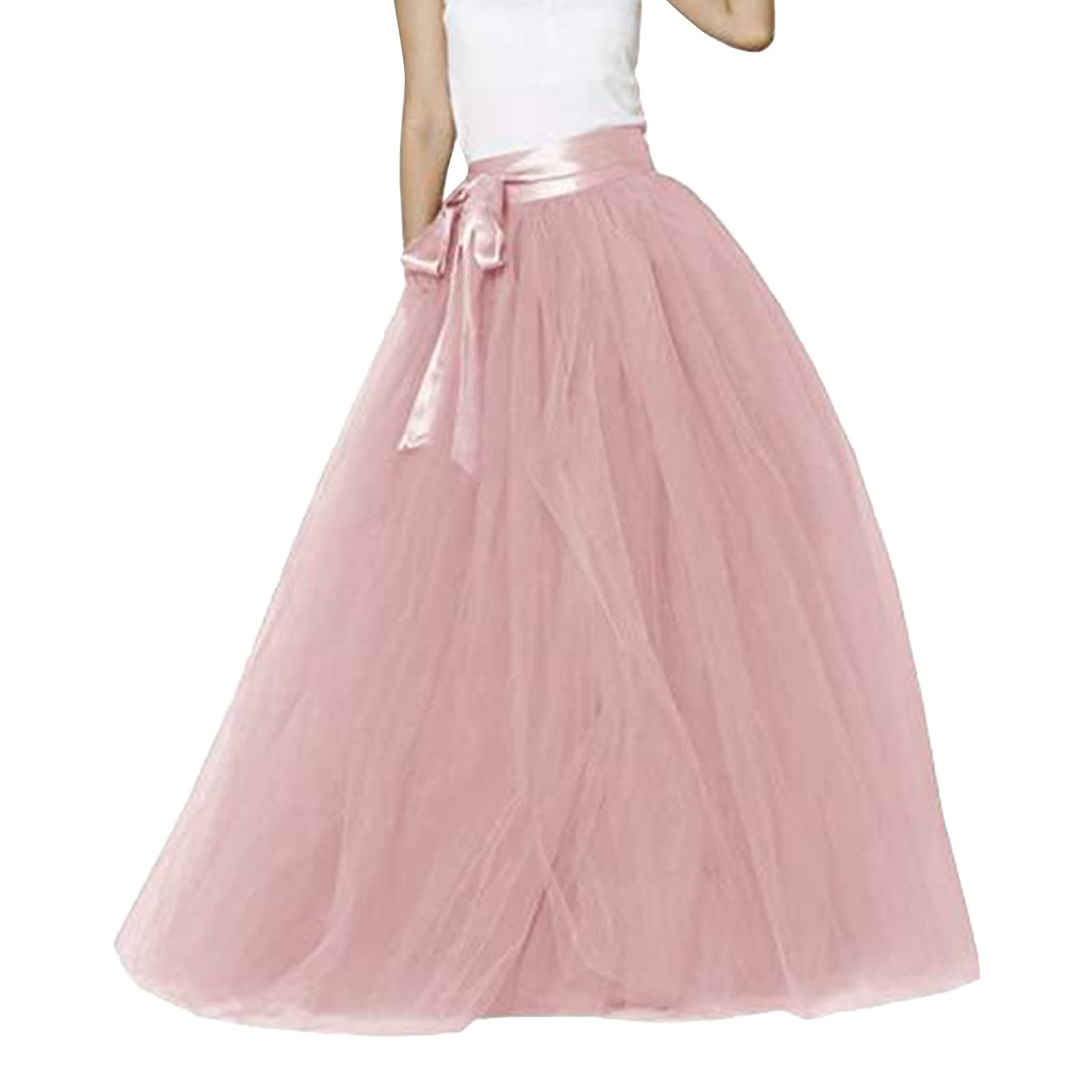 Générique Jupe Femme A-Ligne pour Taille Femme Maxi Plage Plissée Longue Tour Vacances Élégante Haute Jupe Bohême en avec Poches Plage Elastique De Décontractée