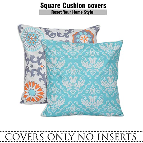 Image of ohello Designer Printed Holland Velvet Throw Pillow Covers 16 inch x 16 inch or 40 x 40 cm Set of 2 - Designer Square Pillow Covers /Cushion Covers for Bed, Sofa,Chair, Bed & Living Area | 005