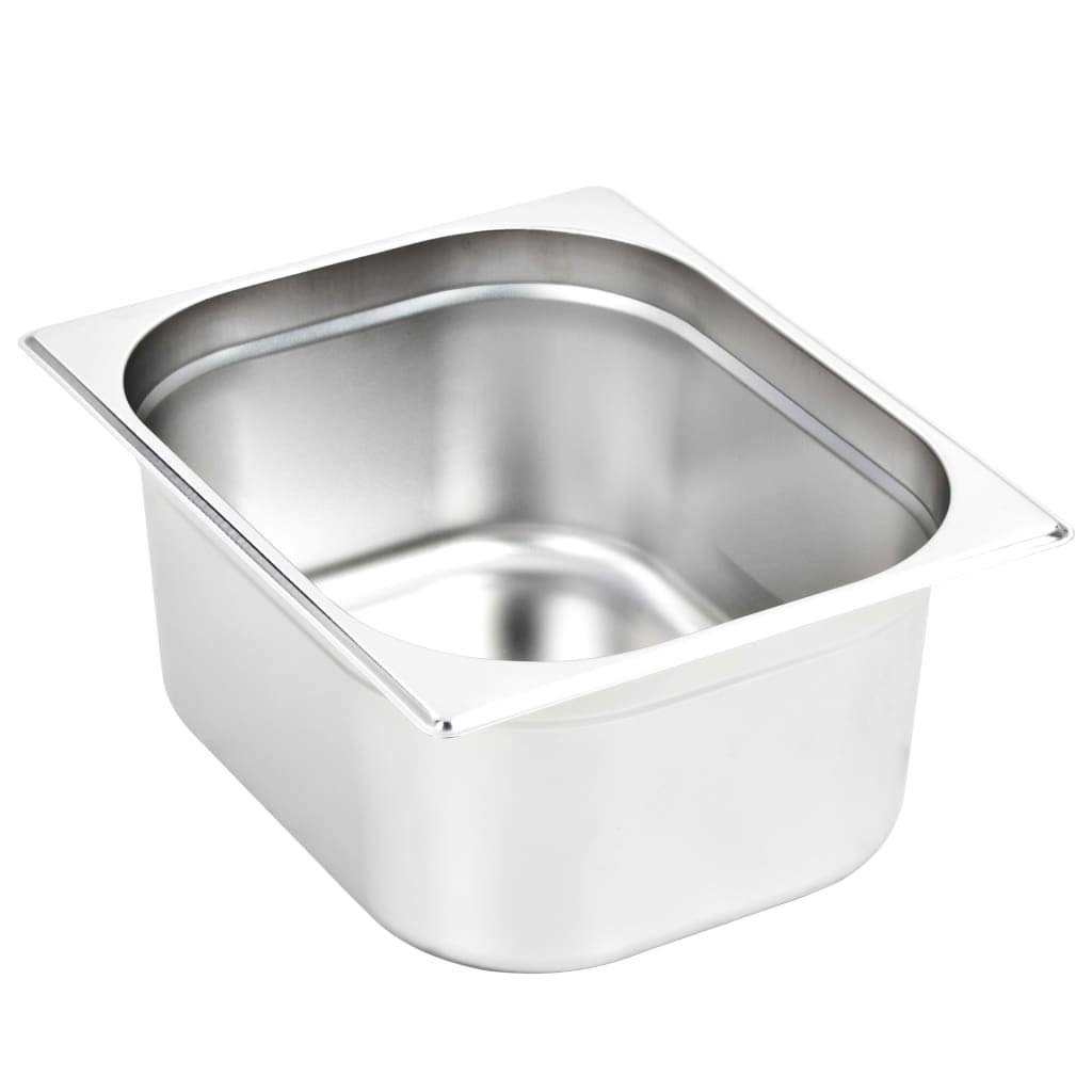 Juego de 2 recipientes Gastronorm, GN 1/2, 150 mm, acero inoxidable, para mantener el calor en el mostrador, buffet, catering, 325 x 265 x 150 mm, máx. 9,5 L